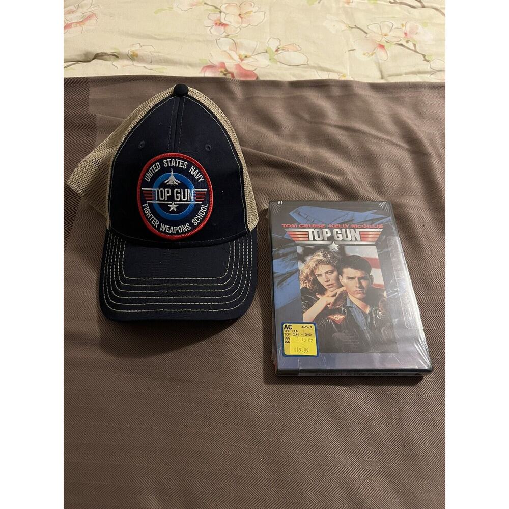 United States Navy Top Gun Fighters Weapon School Cap With Sealed Top Gun DVD